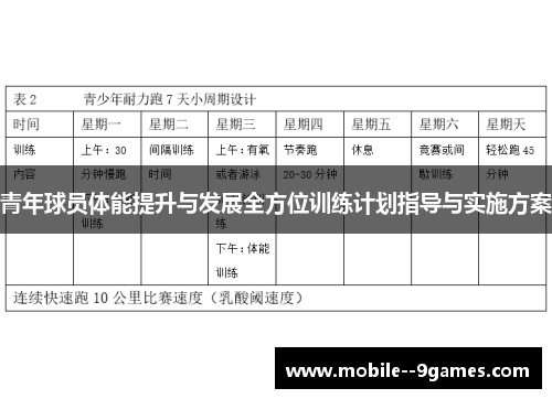青年球员体能提升与发展全方位训练计划指导与实施方案